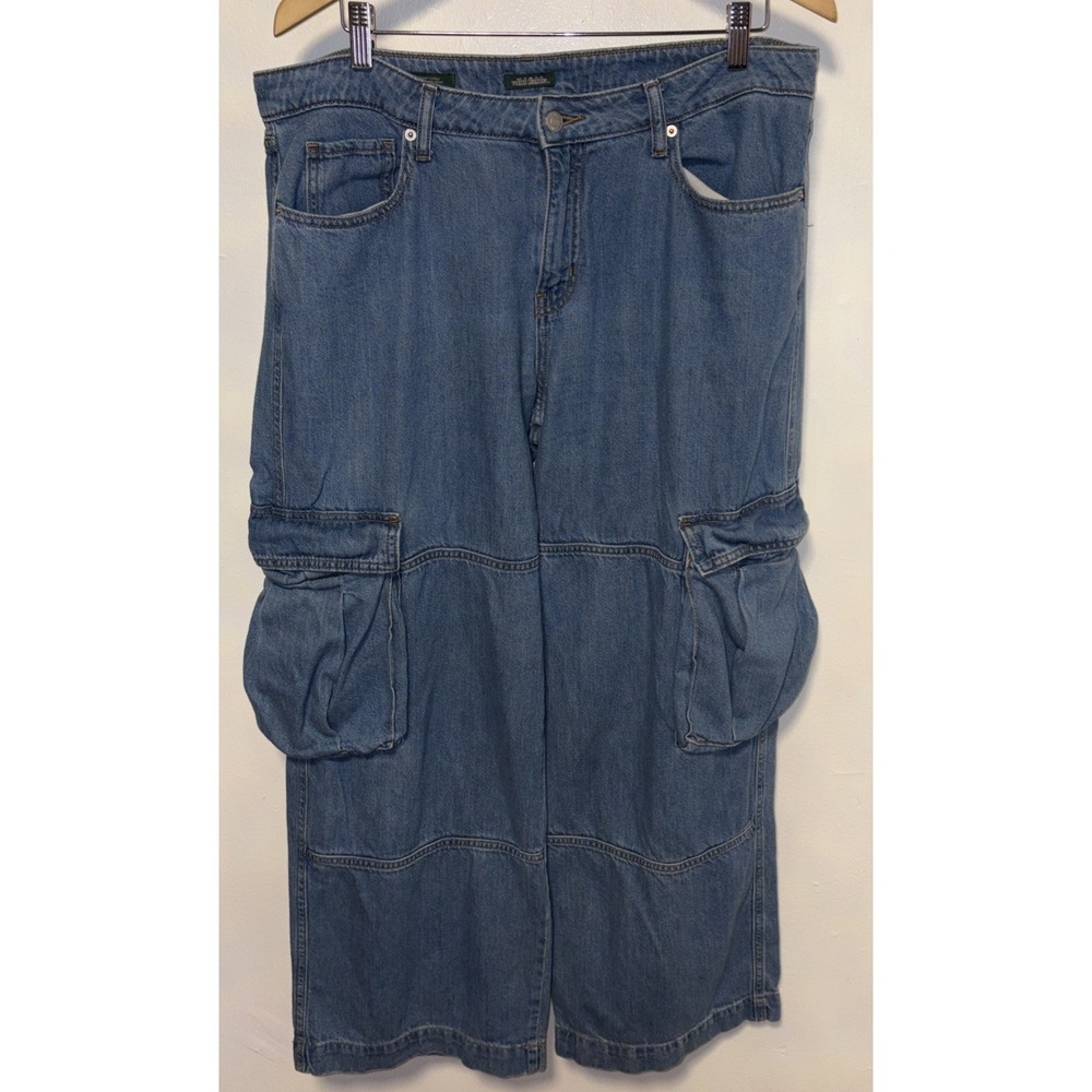 Wild Fable Cargo Pants Mid-Rise Baggy Wide Leg Jeans Size 12/8